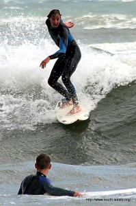 Langland Bay Surfing - Scared surfer